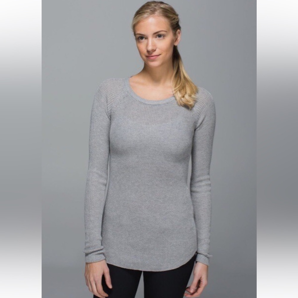 Lululemon Cabin Yogi Long Sleeve Heathered Medium Grey / Heathered Light Grey